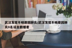 武汉发现不明原因肺炎/武汉发现不明原因肺炎8名谣言散播者